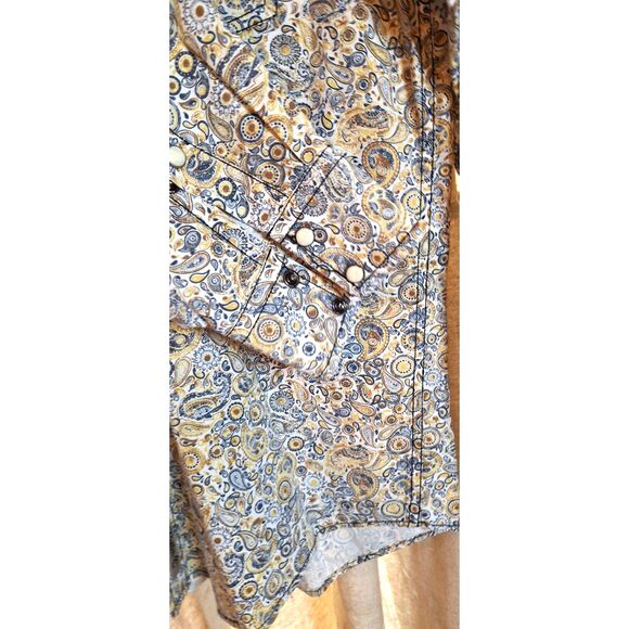 Rafter C Paisley Pearl Snap Mens Western Cowboy Collection Shirt Size M - Picture 4 of 9